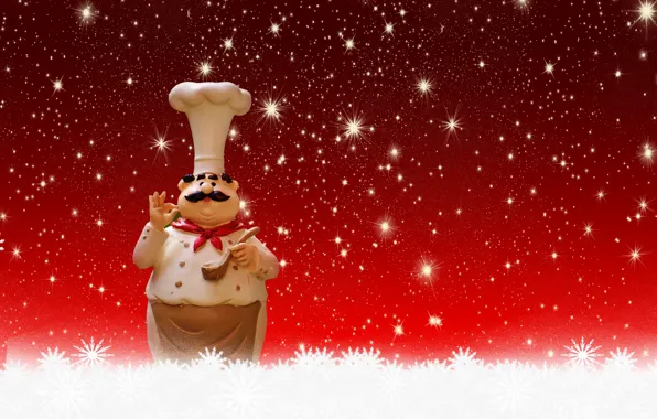 New year, Christmas, holidays, greeting, cooking, chef