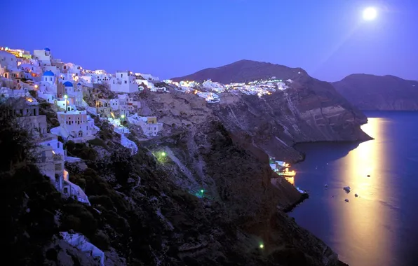 Picture Santorini, Greece, The moon