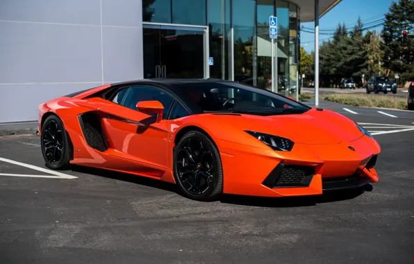 Picture Lamborghini, Orange, Aventador, San francisco