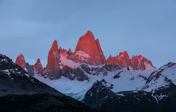 The sky, snow, mountains, nature, rocks, Argentina, Chile, Argentina