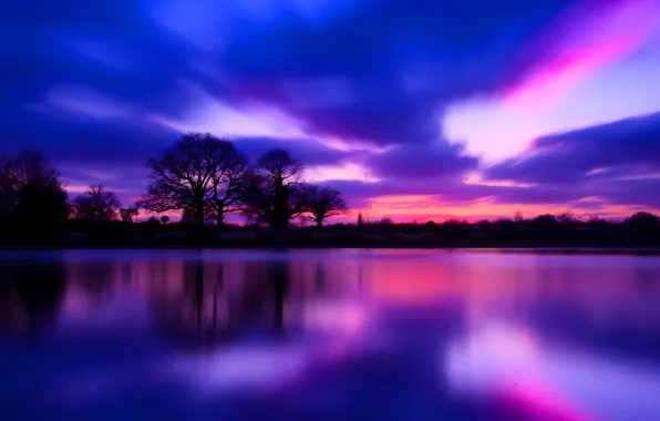 Picture sunset, blue, water, cloud, hydro resources