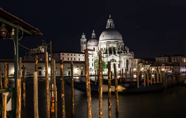 Picture night, lights, Italy, Venice, Santa Maria della Salute