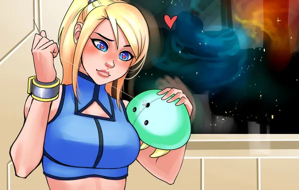 Picture look, girl, art, blonde, samus aran, metroid