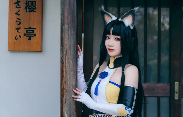 Beautiful, Asian, Model, Wall, Woman, Pretty, Cosplay, Close Up