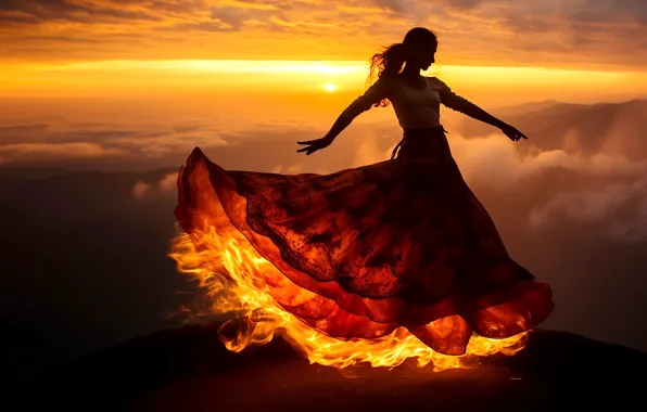 Picture the sky, girl, lights