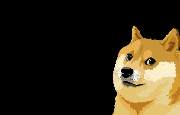 Minimalism, Dog, Black background, Picture, Dog, Art, Doge, Meme