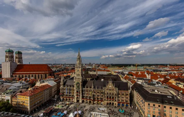 Germany, Munich, panorama, town hall, Marienplatz