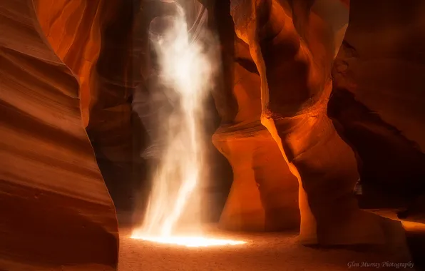 Sand, light, rocks, dust, USA, Arizona, Antelope canyon