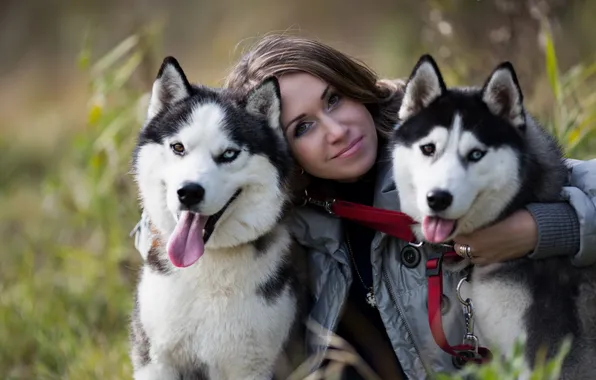 Picture girl, mood, dog