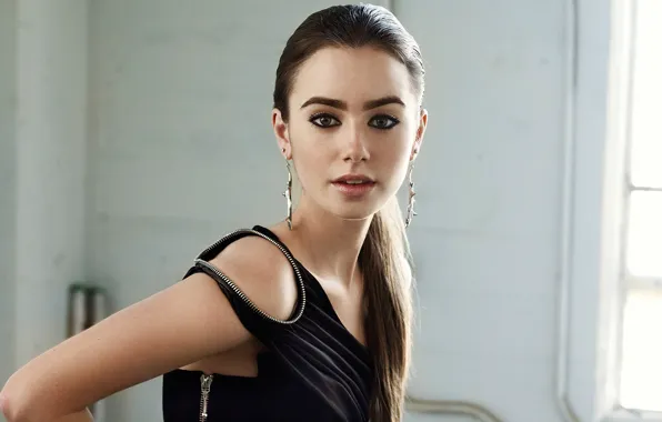 Look, girl, face, makeup, beautiful, Lily Collins