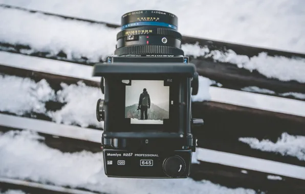 Winter, snow, landscape, mountains, photo, camera, lens, Mamiya