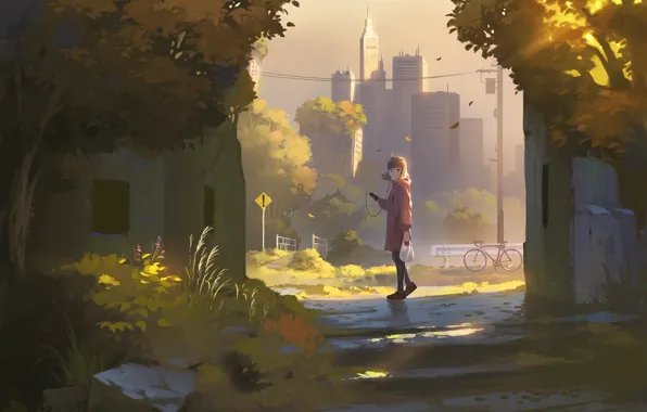 Picture autumn, girl, art, nauimusuka