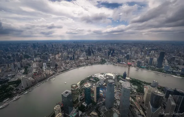 The city, China, skyscrapers, horizon, China, Shanghai, Shanghai, river