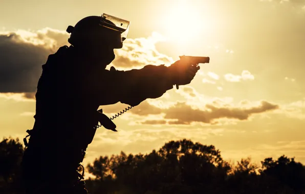 Picture gun, blur, silhouette, fighter, bokeh, special forces, wallpaper., special forces