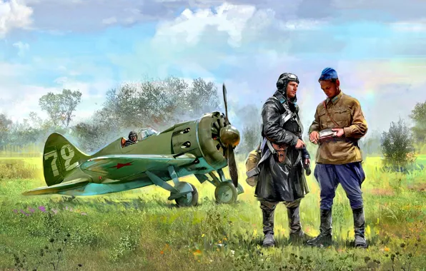 Picture Grass, fighter, -16, THE RED ARMY AIR FORCE, Pilots, Radial engine