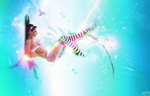 Blue, Stockings, aerobics