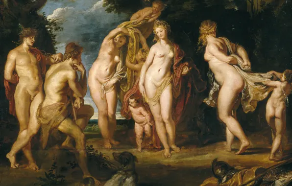 Erotic, picture, Peter Paul Rubens, mythology, The Judgment Of Paris, Pieter Paul Rubens