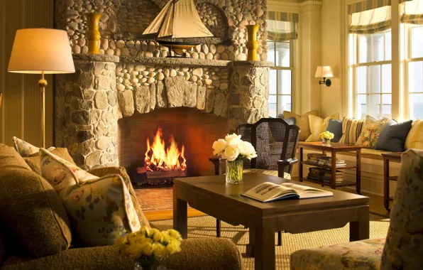 Picture room, Villa, interior, fireplace, nastina