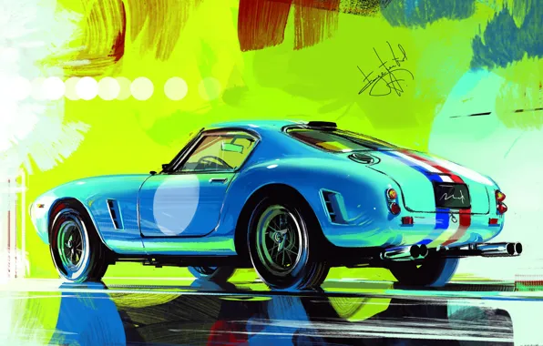 Picture Car, Art, Retro, Sketch, Alexander Sidelnikov, Ferrari 250 GT SWB Berlinetta