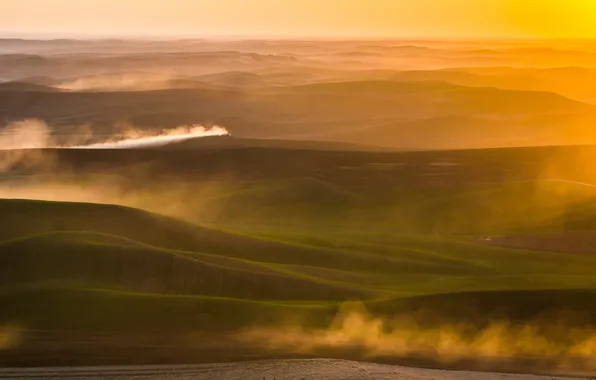USA, sunset, hills, Idaho, Palouse