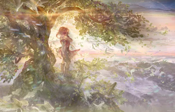 Picture girl, landscape, nature, art, Dies Irae