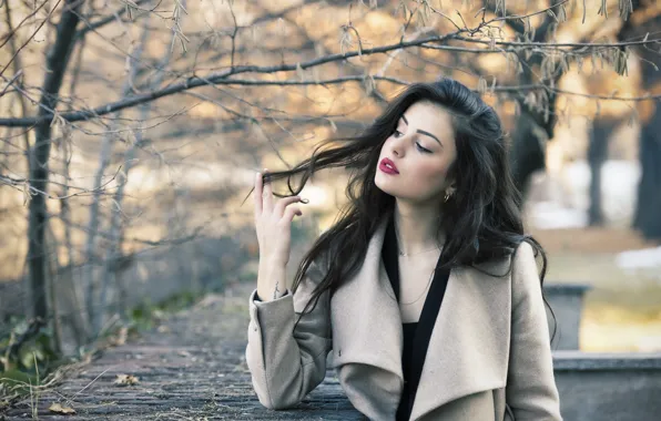 Autumn, face, hair, beauty, coat, Ester