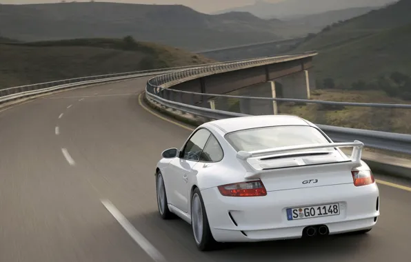 Picture road, white, 911, gt3, porshe