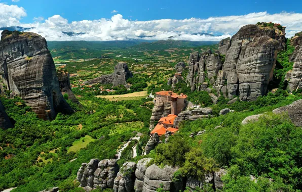 Greece, monastery, Meteora, Meteora, Rousanou