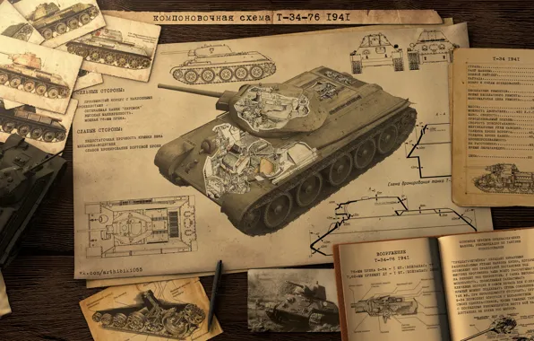 Scheme, art, tank, T-34-76, Soviet Tank, War thunder