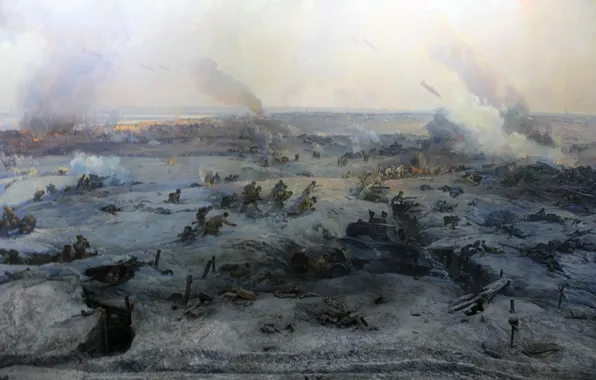 Winter, Snow, Aircraft, War, Panorama, Battle, Picture, Soldiers