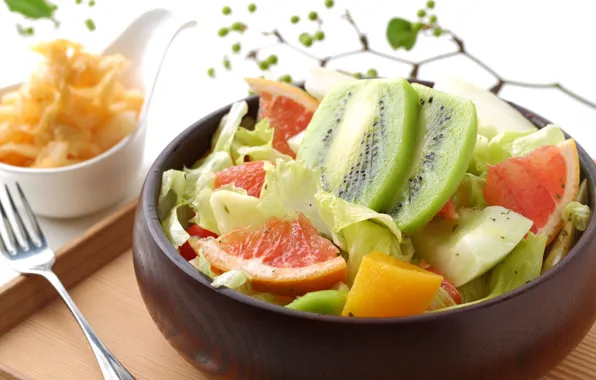 Kiwi, citrus, dessert, fruit salad