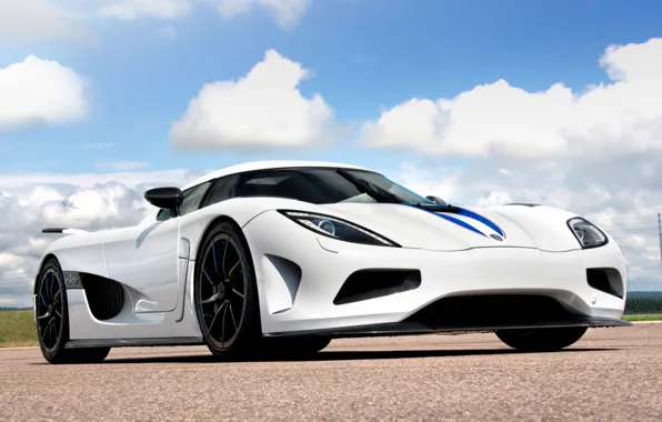 Picture white, the sky, clouds, Koenigsegg, supercar, the front, hypercar, agera R