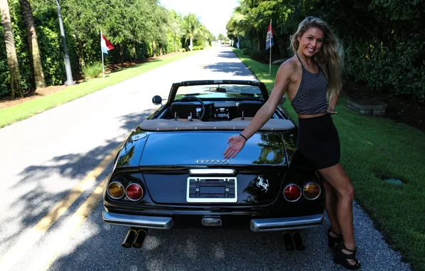 Picture Ferrari, girl, Spyder, Daytona, 365 GTB