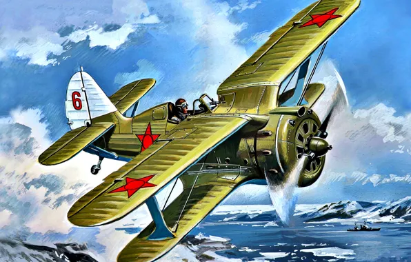 Picture biplane, 4x7.62-mm machine gun ShKAS, Chayka, THE RED ARMY AIR FORCE, -153, CCCP