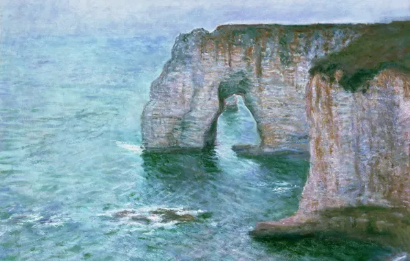 Sea, rock, picture, arch, Claude Monet, Manport. View from the East