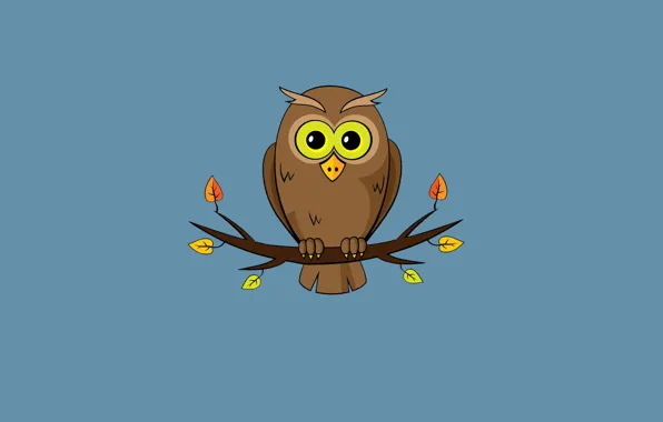 Leaves, tree, owl, minimalism, branch, owl