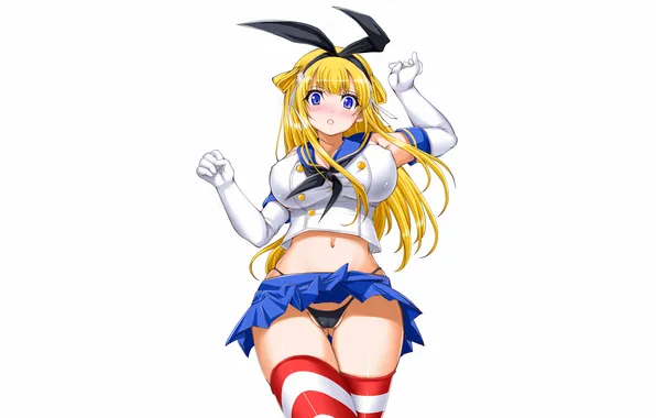 Girl, sexy, lingerie, pantsu, cleavage, school uniform, panties, thighhighs