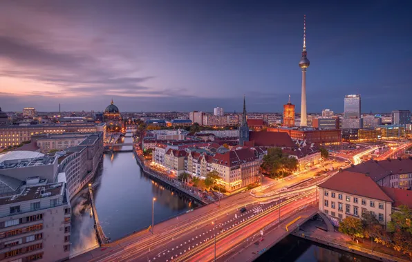 Sunset, the city, Berlin