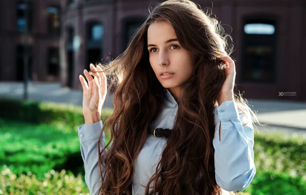 Girl, face, portrait, hands, long hair, Daria Klepikova, Hope Zvezdochkina