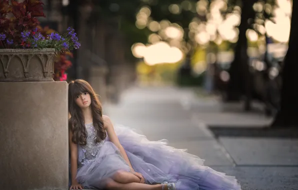 Picture look, flowers, mood, dress, girl