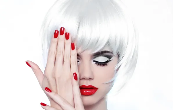 Girl, style, model, portrait, makeup, the blonde, manicure