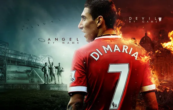Picture the devil, player, Real Madrid, Real Madrid, Manchester United, Manchester United, Mary, Di Maria