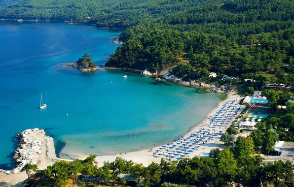 Sea, beach, summer, coast, Bay, Greece, Bay, the hotel