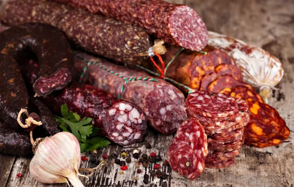 Picture pieces, sausage, spices