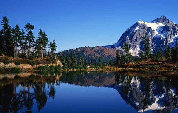 The sky, nature, mountain, landscape lake