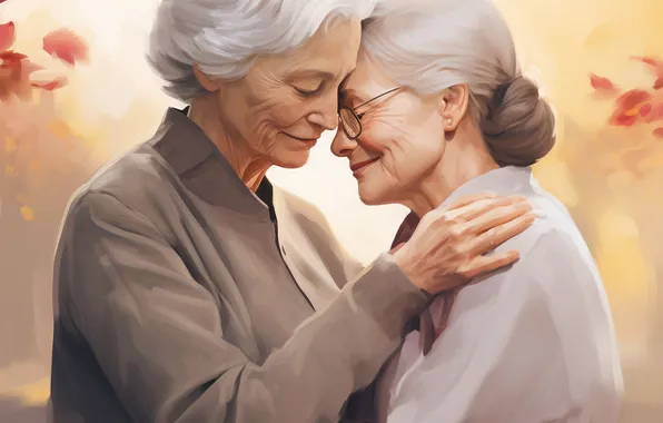 Smile, Two, Digital art, Old, AI art, The Art of Artificial Intelligence, Neural network, Grandmothers