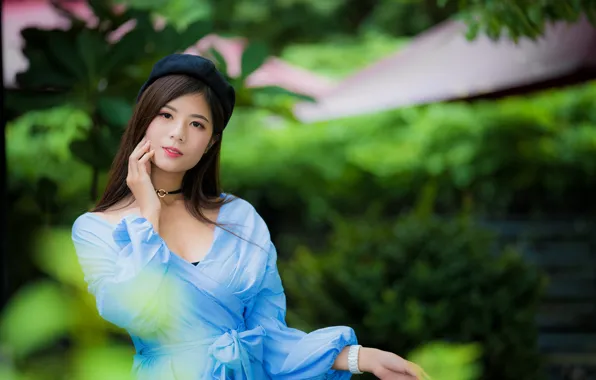 Girl, pose, Asian, cutie, bokeh