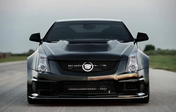 Cadillac, Black, Logo, Cadillac, Lights, CTS-V, Hennessey, The front