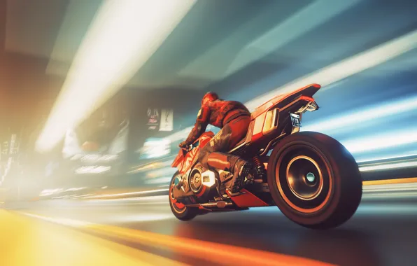 Picture lights, future, movement, the game, speed, technology, future, bike