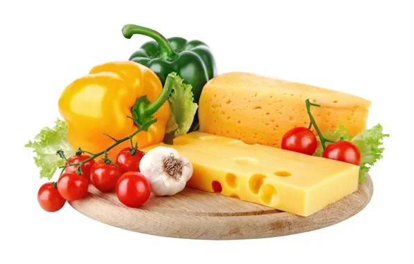 Cheese, Board, pepper, vegetables, tomatoes